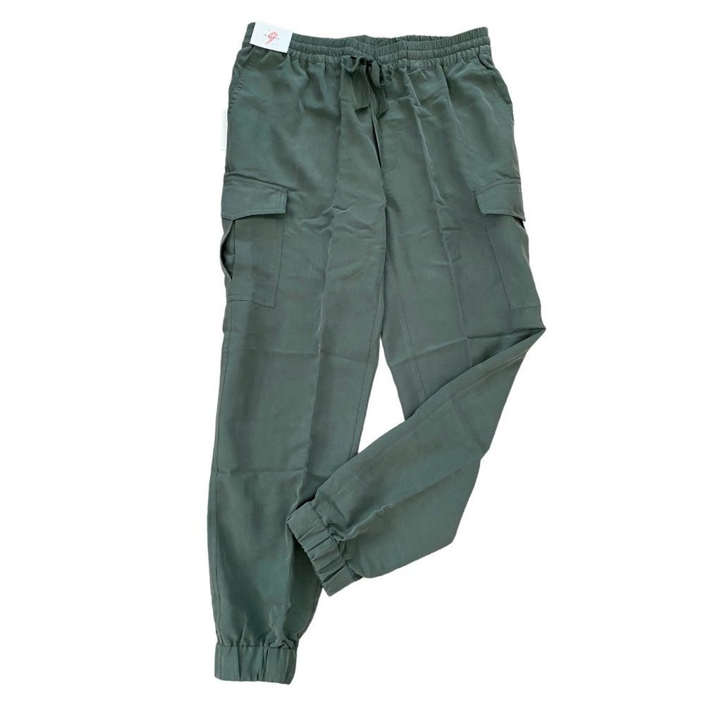 The Nines by HATCH Olive Green Pull On Straight Drapey Cargo Pants Maternity XS